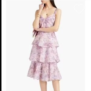 MARCHESA NOTTE Ruffled Tiered Midi Dress, Size 12